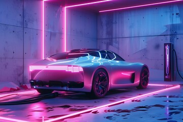 The electric car of the future - obrazy, fototapety, plakaty
