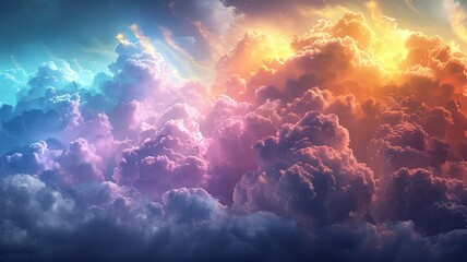 Obraz na płótnie Canvas colorful clouds, rainbow, close-up, sun rays