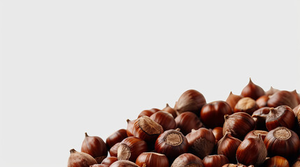 Chestnuts nuts on a white background, Top view