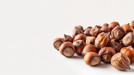 Hazelnuts nut with shell isolated on white background vitamins