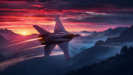 Jet fighter across mountain