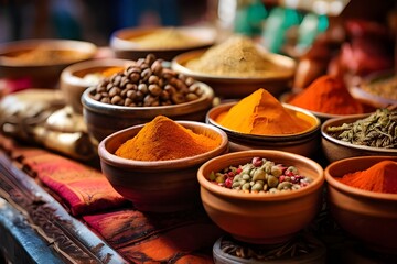 spices and herbs in the market. Generated AI