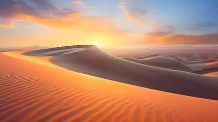 Fototapeta na wymiar Sunset over sand dunes in the desert. 3d render