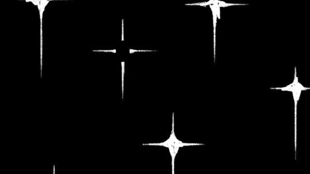 Start doodle overly video effect Black background screen overlay 4K video doddle shiny star 