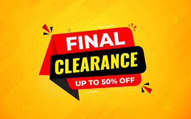 Final clearance special sale banner template design, Special offer sale tag, sale offer banner. Sale discount promotion template for marketing, vector editable illustration.