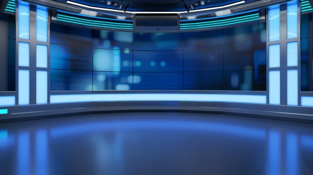 A stunning 3D virtual studio with the perfect background for TV shows and news slides