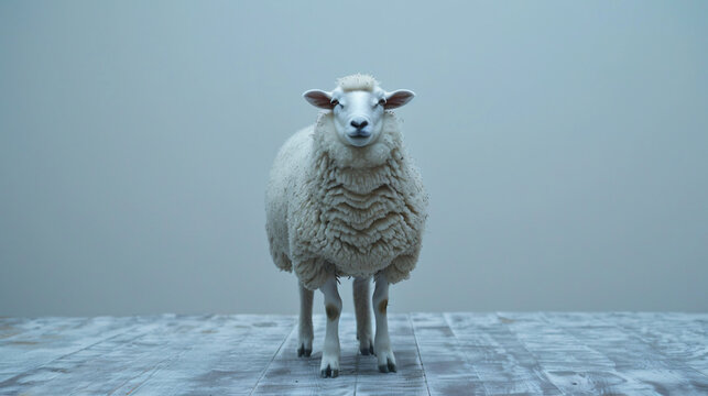 A sheep standing while looking at camera.