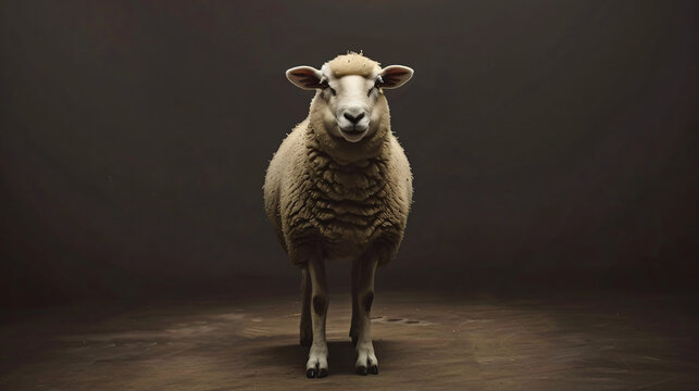 A sheep standing while looking at camera.