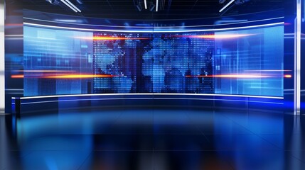 A stunning 3D virtual studio with the perfect background for TV shows and news slides - obrazy, fototapety, plakaty