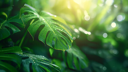 A leafy green plant with droplets of water on it - Powered by Adobe