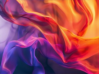 Obraz premium Abstract flowing fabric orange purple vibrant colors autumn fashion design. 