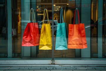 Colourful shopping bags. Conceptual photo about retail. 