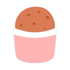 カップに入ったチョコレート味のアイスクリーム。フラットなベクターイラスト。
Ice cream with chocolate flavor in a cup. Flat vector illustration.