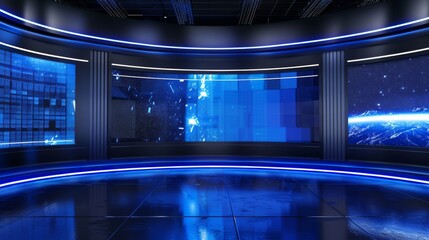 Obraz premium A stunning 3D virtual studio with the perfect background for TV shows and news slides