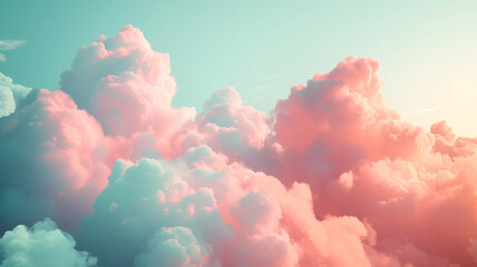 Pink and blue clouds in the sky - obrazy, fototapety, plakaty