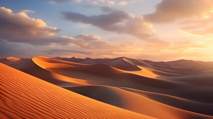 Sand dunes in the Sahara desert at sunset. Morocco, Africa