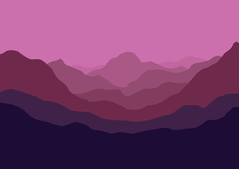 Mountains landscape panorama. Vector illustration in flat style.