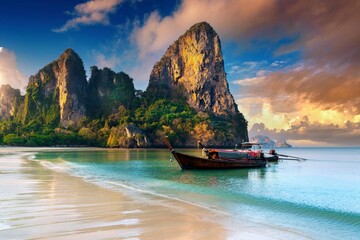 Railay beach sunrise krabi thailand