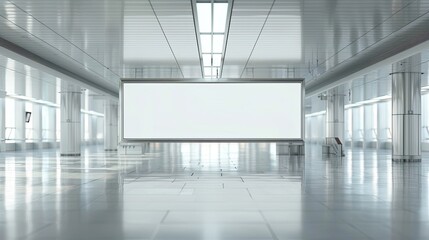 empty banner in the center of the airport hall  