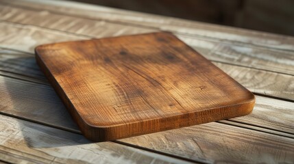 Empty cutting board on a wooden table