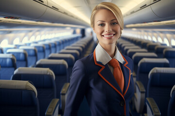 Portrait of a smiling young woman - flight attendant.