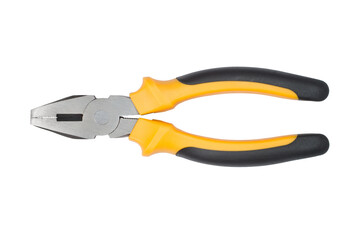 Modern pliers isolated on white background. Close-up of pliers.