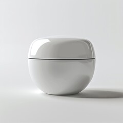 A white jar of cream sits on a white background