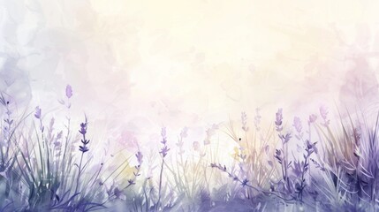 Obraz na płótnie Canvas Watercolor background with soft pastel colors and a lavender meadow