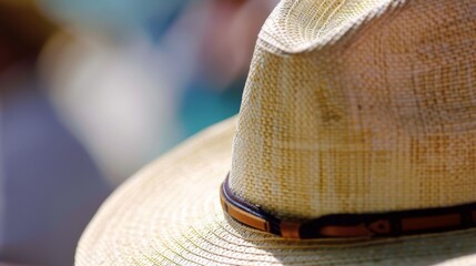 Stylish Business Professional Summer Hat Close-Up Shot - obrazy, fototapety, plakaty