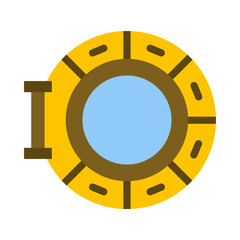 Porthole Vector Thick Line Filled Colors Icon Design