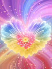 Obraz premium Radiant Love: Rainbow Chrysanthemum Heart