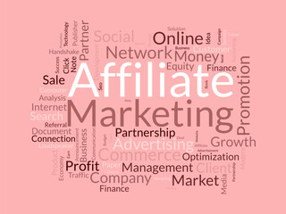 Affiliate Marketing word cloud template. Business model concept vector background.