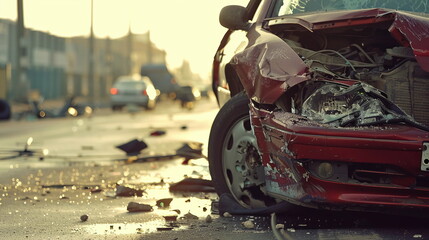 Car Accident, Damage crash with copy space. generative AI