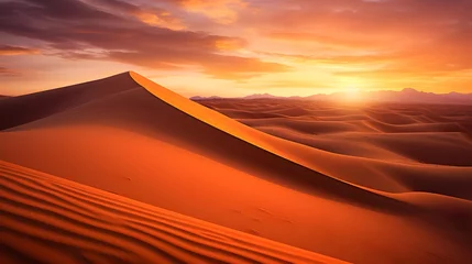 Foto auf gebürstetem Alu-Dibond Rot  violett Desert sand dunes panorama at sunset, natural landscape background