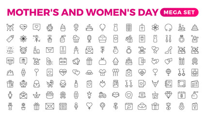 Fototapeta na wymiar Set of Mother's Day icons. Thin linear style icons Pack. Vector Illustration.Set of outline mothers' day icons. Minimalist thin linear web icon set. vector illustration. Outline icon collection.