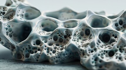 A stunning piece of abstract ceramic sculpture, with organic forms and textured surfaces that...