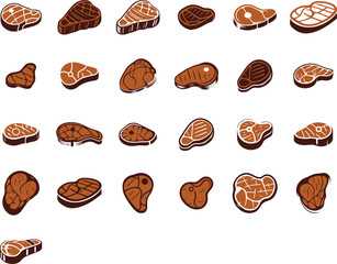 Grilled Steak vector icon