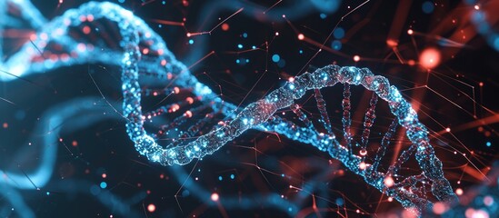 Sparkling DNA helix structure in blue