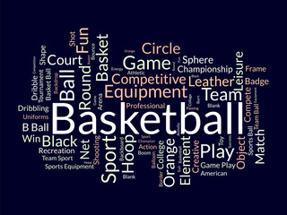 Basketball word cloud template. Sports concept vector background.