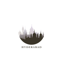 Hyderabad cityscape, gradient vector badge, flat skyline logo, icon. India, Telangana state city round emblem idea with landmarks and building silhouettes. Isolated graphic