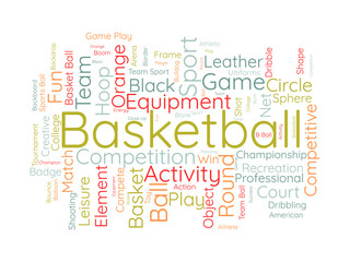 Obraz premium Basketball word cloud template. Sports concept vector background.