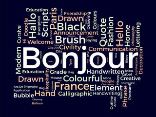 Bonjour word cloud template. Greeting concept vector background. © Rana