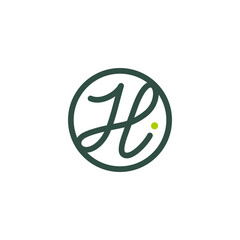 Letter H i with a Circle Vector Logo Design