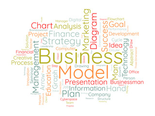 Fototapeta premium Business Model word cloud template. Business diagram concept vector background.