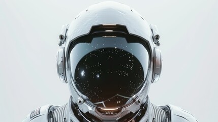 futuristic astronaut space aerospace helmet, white background, copy and text space, 16:9