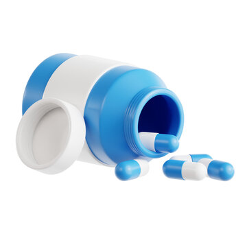 Medication Dispensing Pill Bottle 3D Icon Illustration