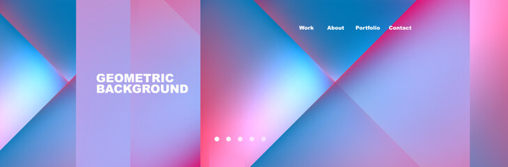 This geometric background features a gradient of Purple, Violet, Magenta, Electric blue, and pink. It includes rectangles, triangles, tints, and shades, perfect for technology publications