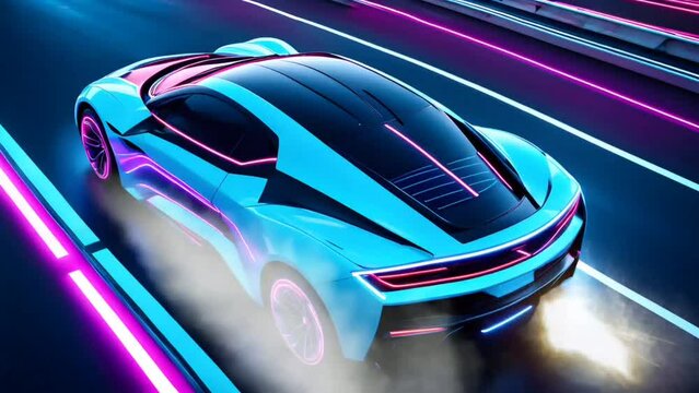 Futuristic sports car with lights. Sleek and stylish vehicle with illuminated features