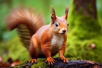 Isolated Red Squirrel Enclave Concept Wildlife Conservation Habitat Preservation Squirrel Behavior
 - obrazy, fototapety, plakaty