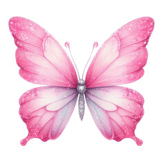 Gilter Pink Butterfly Clipart Illustration - obrazy, fototapety, plakaty